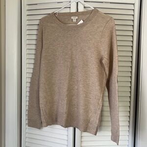 JCrew Beige Merino Wool and Acrylic Sweater with Elbow Patches.